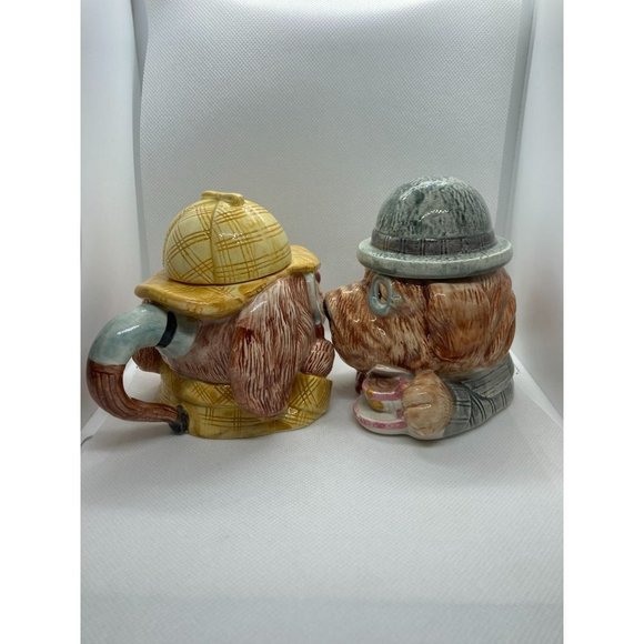Vintage Sherlock Holmes Dog Hand Painted Ceramic Fitz and Floyd Cream and Sugar - Picture 5 of 8